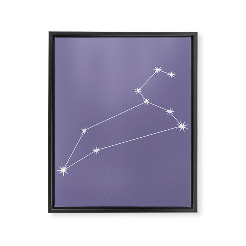 Leo Zodiac Star Constellation Line Art Lavender Purple Framed Canvas Print Gallery Image 8