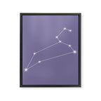 Leo Zodiac Star Constellation Line Art Lavender Purple Framed Canvas Print Gallery Image 8