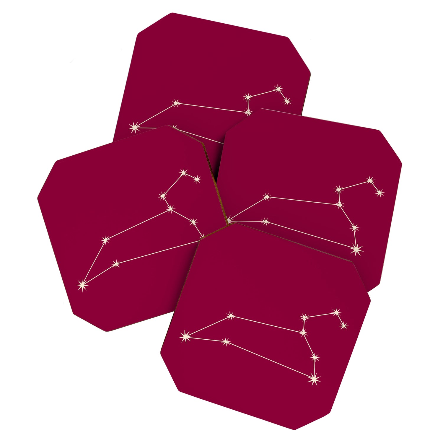 Leo Zodiac Star Constellation Line Art Magenta Pink Coaster Gallery Image 1