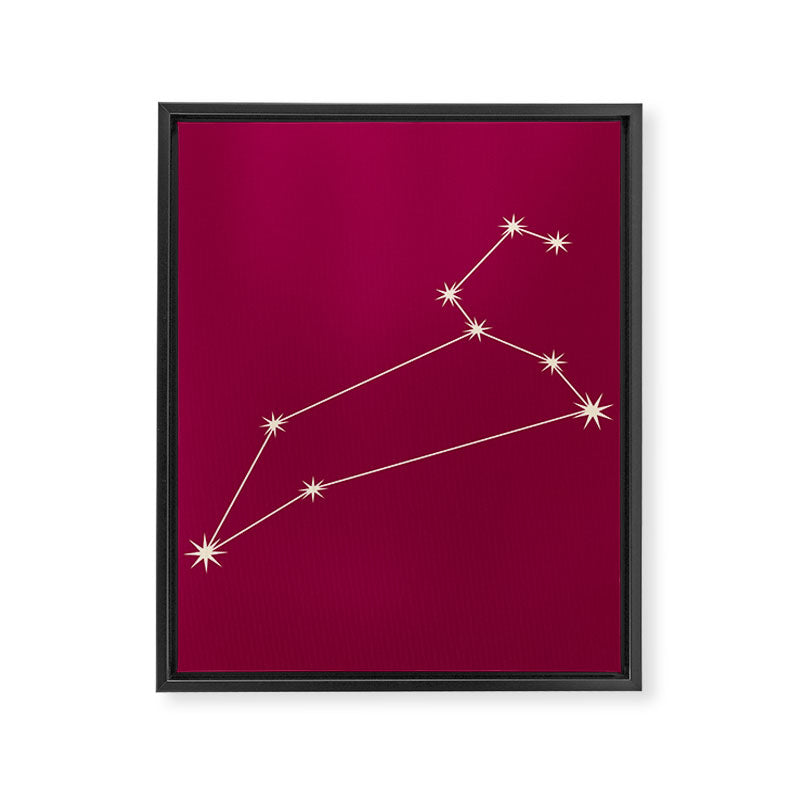 Leo Zodiac Star Constellation Line Art Magenta Pink Framed Canvas Print Gallery Image 8