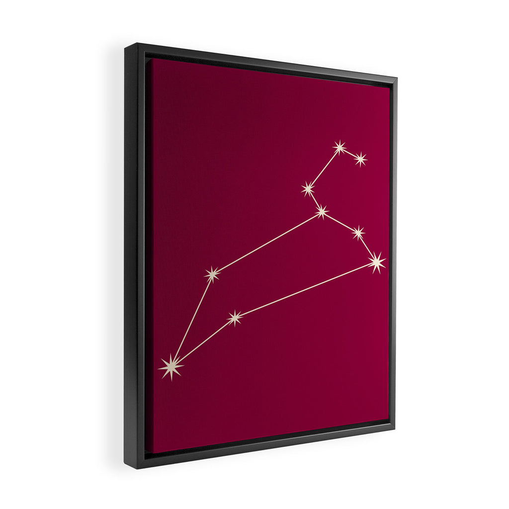 Leo Zodiac Star Constellation Line Art Magenta Pink Framed Canvas Print Gallery Image 2