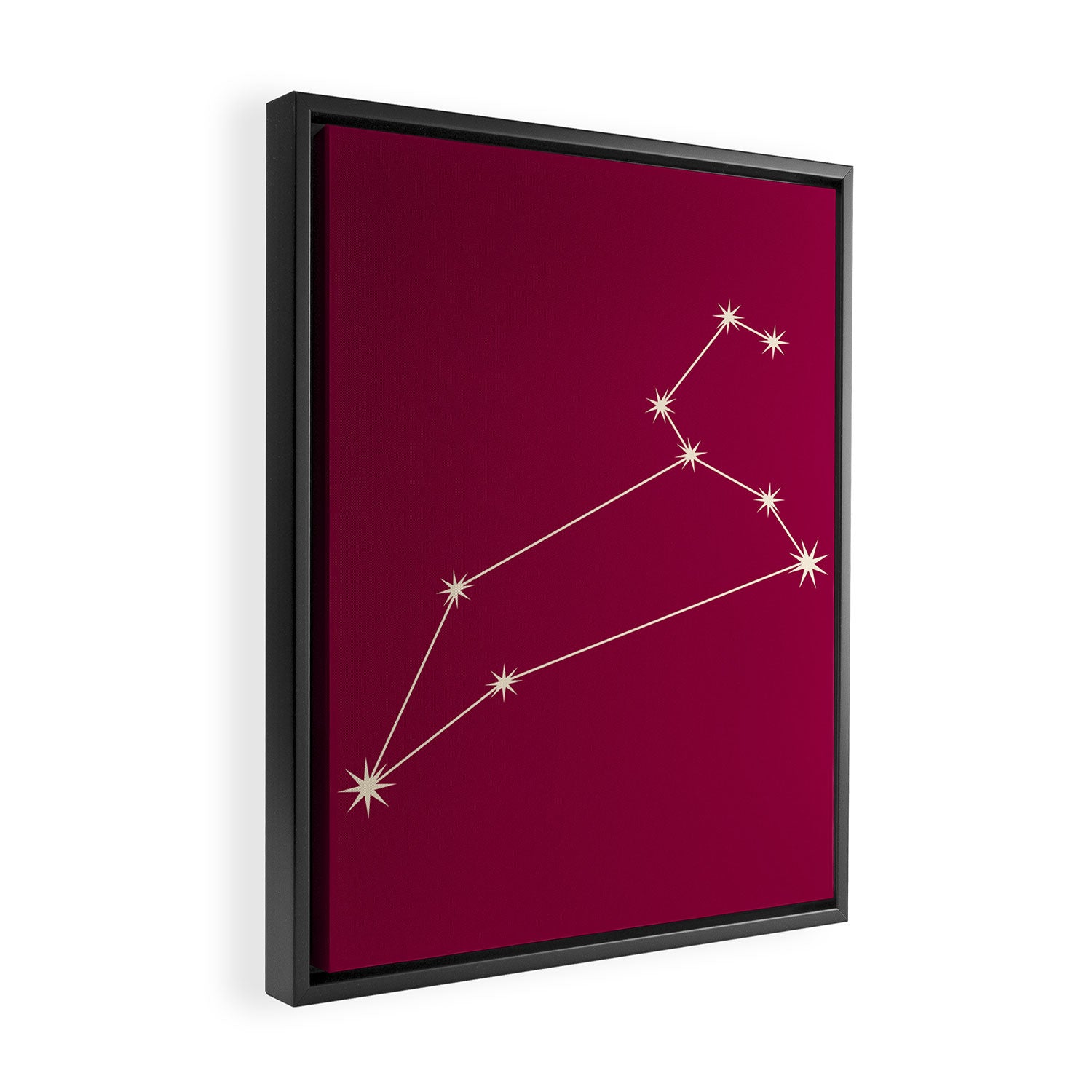 Leo Zodiac Star Constellation Line Art Magenta Pink Framed Canvas Print Gallery Image 2