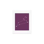 Leo Zodiac Star Constellation Line Art Mauve Purple Art Print Gallery Image 1