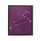 Leo Zodiac Star Constellation Line Art Mauve Purple Framed Canvas Print Gallery Image 8