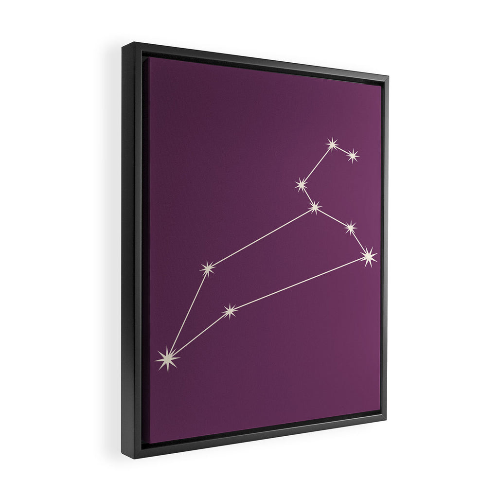 Leo Zodiac Star Constellation Line Art Mauve Purple Framed Canvas Print Gallery Image 2