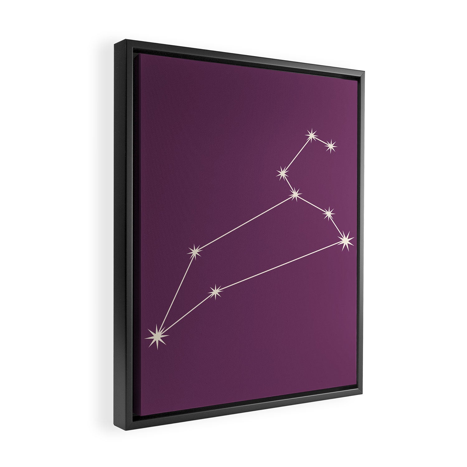 Leo Zodiac Star Constellation Line Art Mauve Purple Framed Canvas Print Gallery Image 2