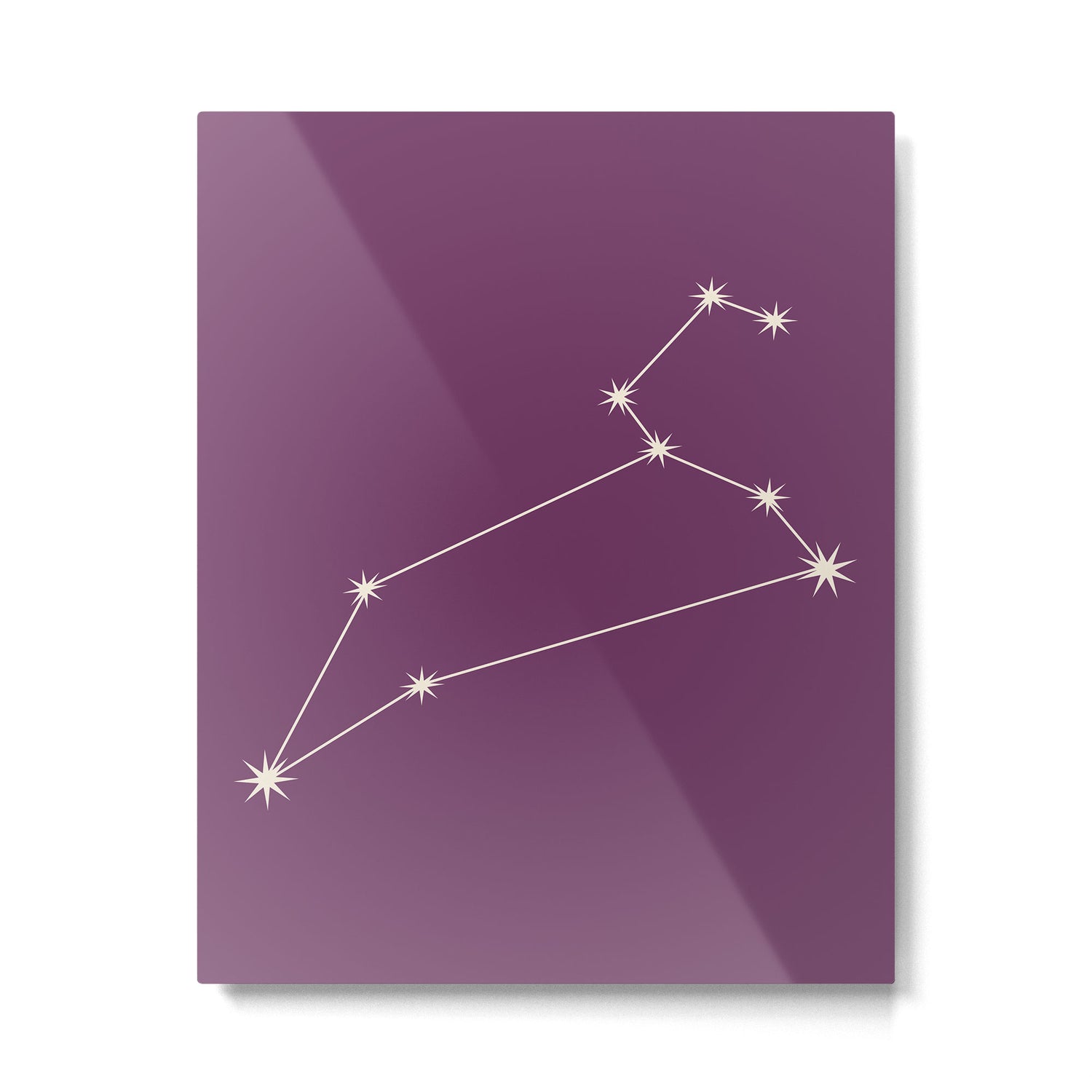 Leo Zodiac Star Constellation Line Art Mauve Purple Metal Print Gallery Image 6