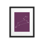 Leo Zodiac Star Constellation Line Art Mauve Purple Framed Art Print Gallery Image 6