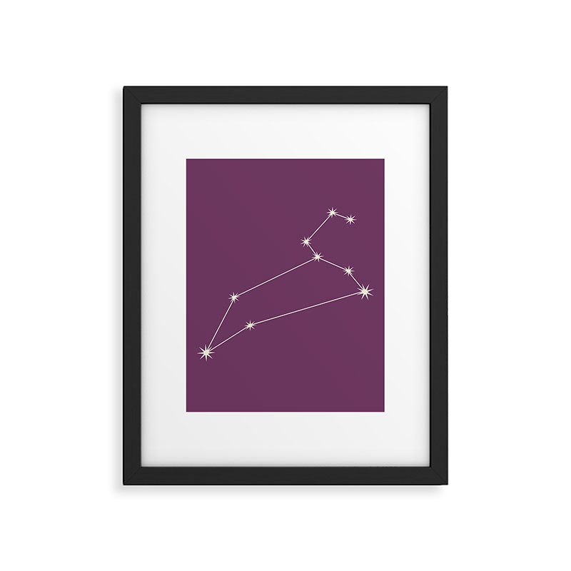 Leo Zodiac Star Constellation Line Art Mauve Purple Framed Art Print Gallery Image 6