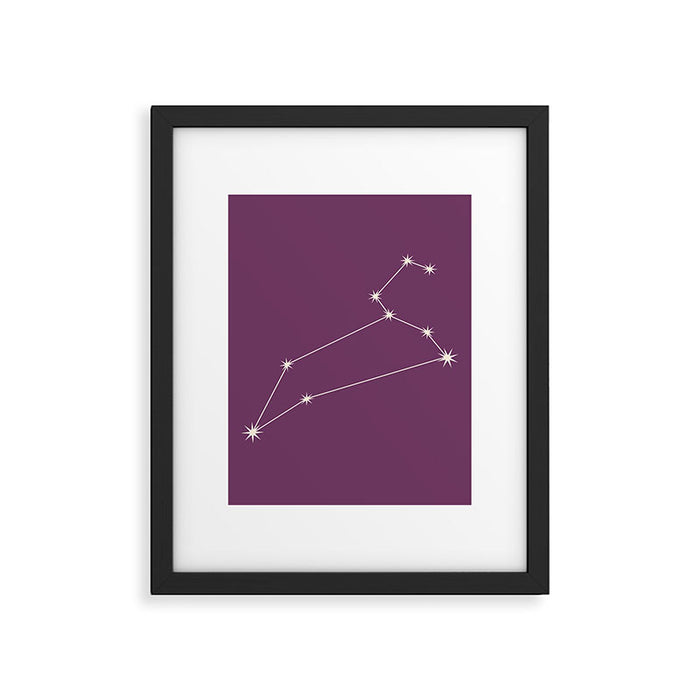 Leo Zodiac Star Constellation Line Art Mauve Purple Framed Art Print Gallery Image 1