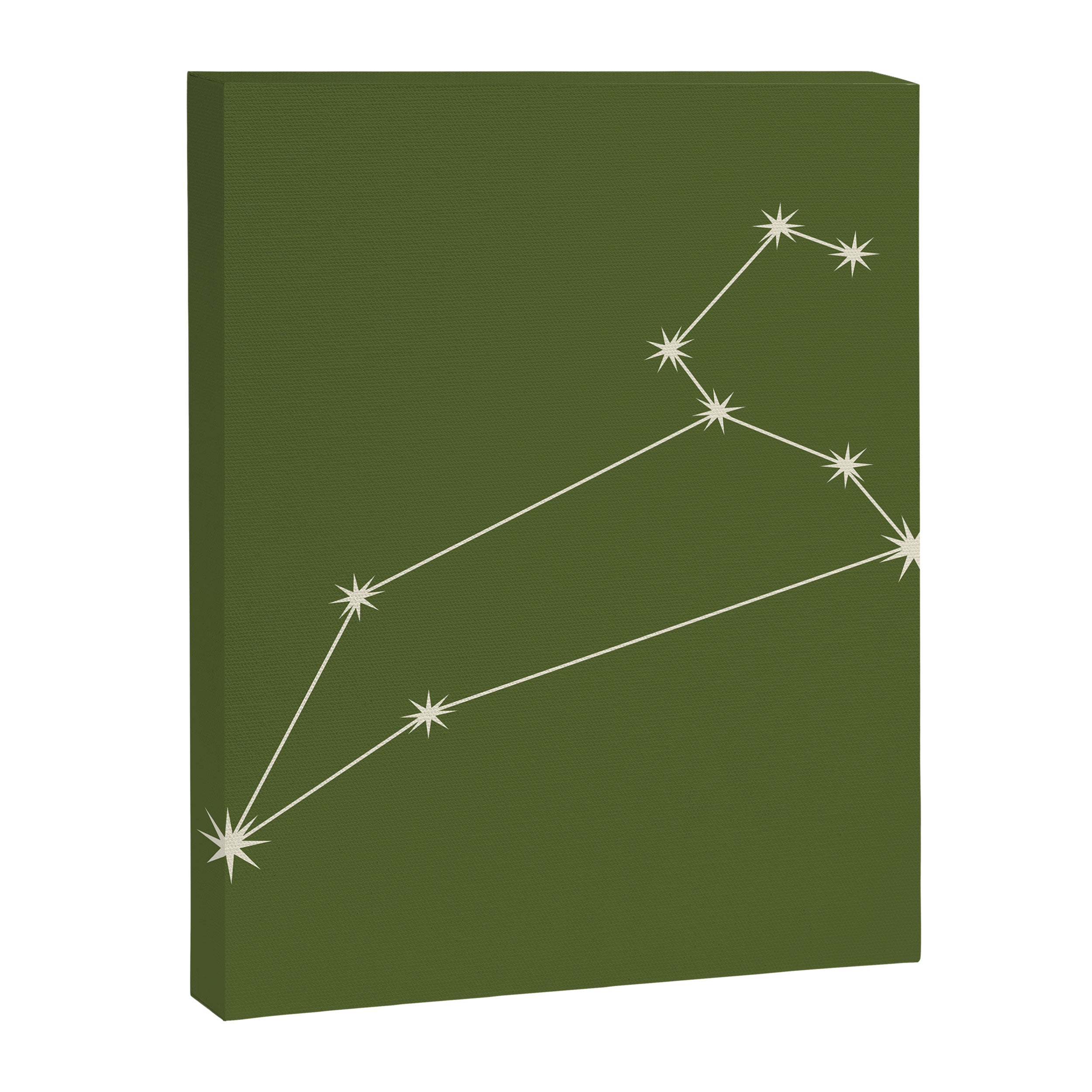Leo Zodiac Star Constellation Line Art Olive Green Canvas Print Gallery Image 8