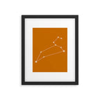 Leo Zodiac Star Constellation Line Art Orange Framed Art Print Gallery Image 6