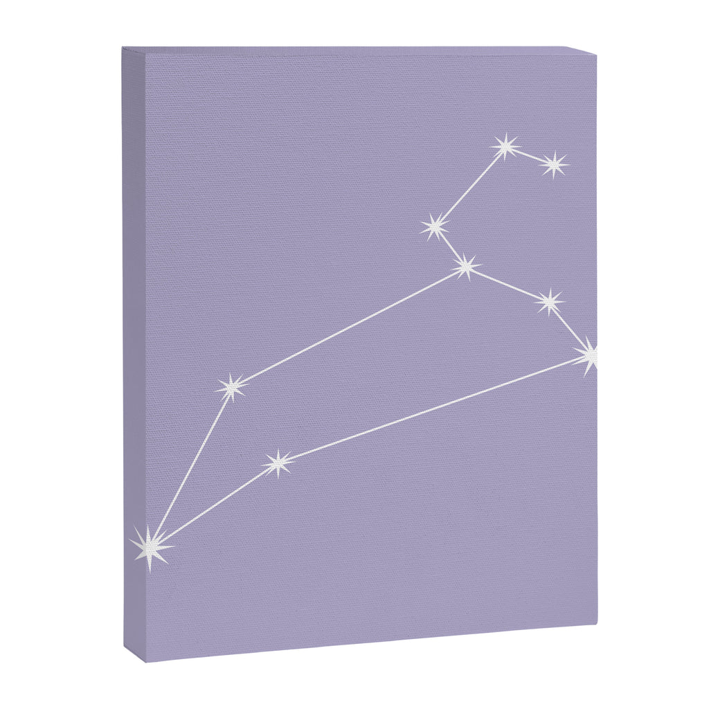 Leo Zodiac Star Constellation Line Art Pastel Lavender Canvas Print Gallery Image 8