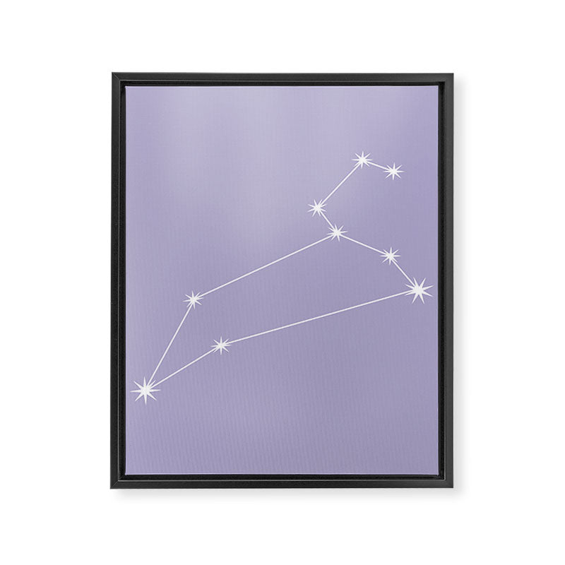 Leo Zodiac Star Constellation Line Art Pastel Lavender Framed Canvas Print Gallery Image 8