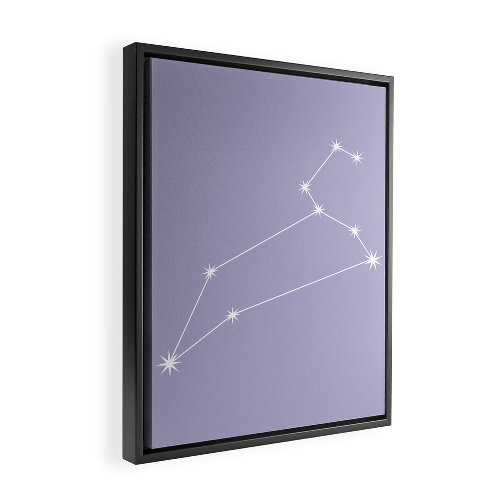 Leo Zodiac Star Constellation Line Art Pastel Lavender Framed Canvas Print Gallery Image 2