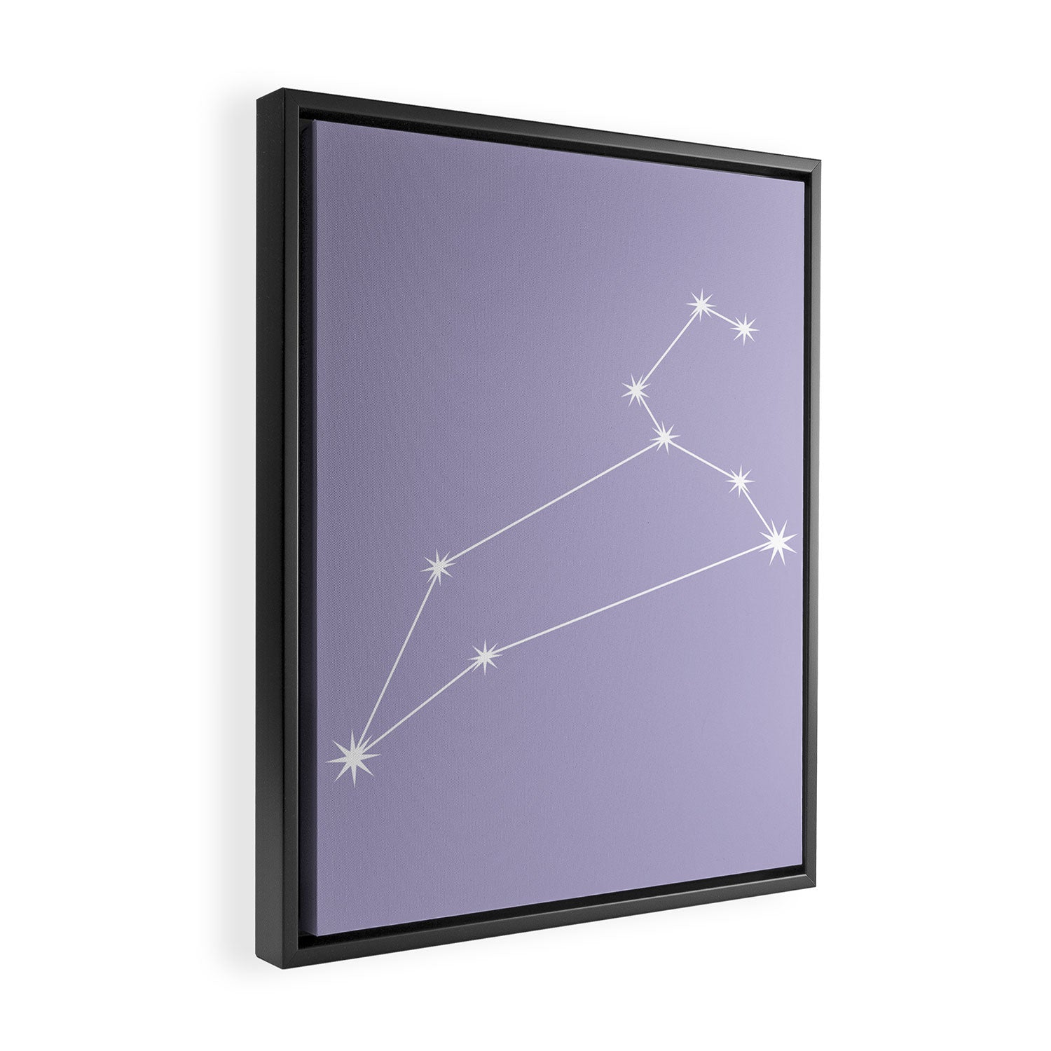 Leo Zodiac Star Constellation Line Art Pastel Lavender Framed Canvas Print Gallery Image 2