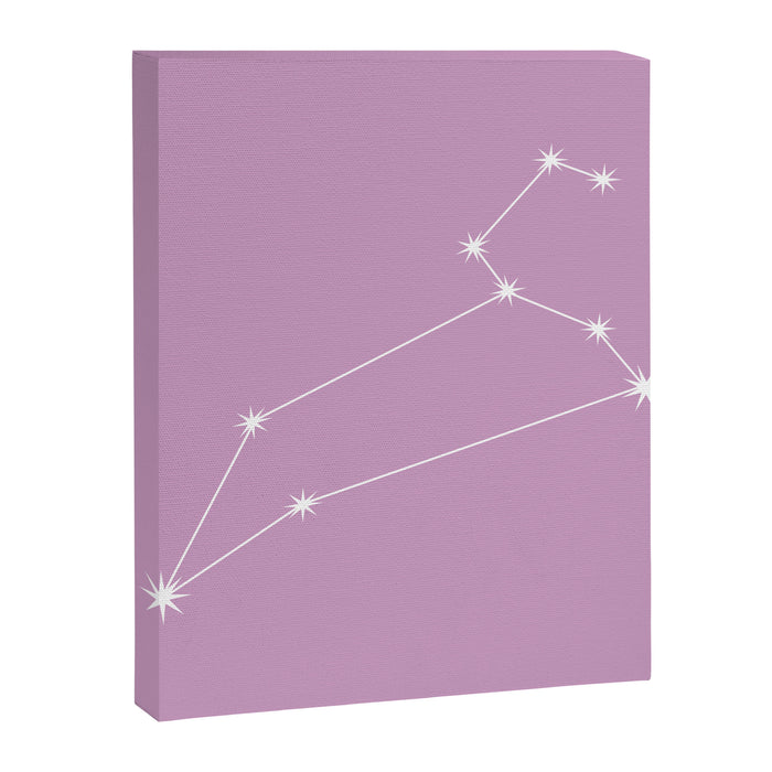 Leo Zodiac Star Constellation Line Art Pastel Lilac Canvas Print Gallery Image 1