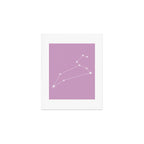 Leo Zodiac Star Constellation Line Art Pastel Lilac Art Print Gallery Image 1