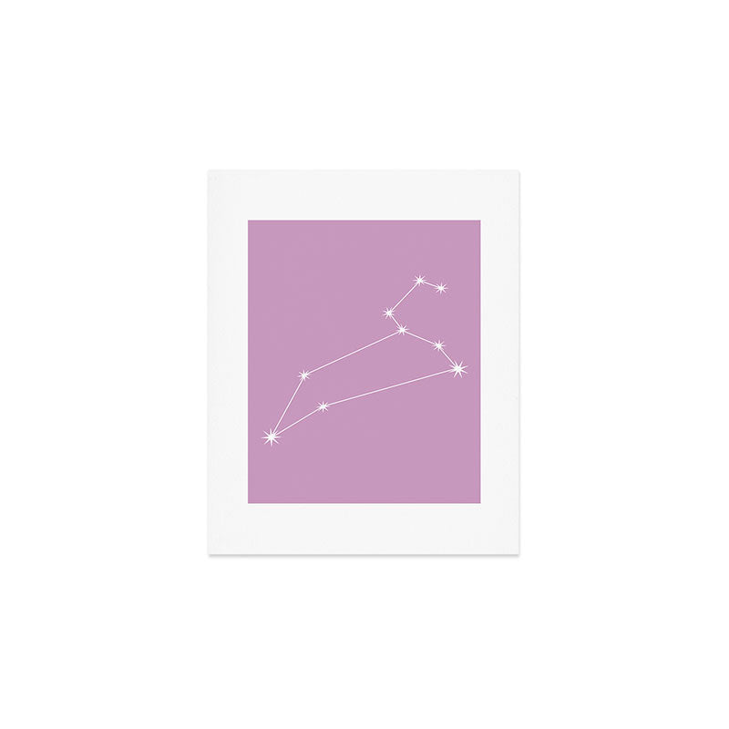 Leo Zodiac Star Constellation Line Art Pastel Lilac Art Print Gallery Image 1