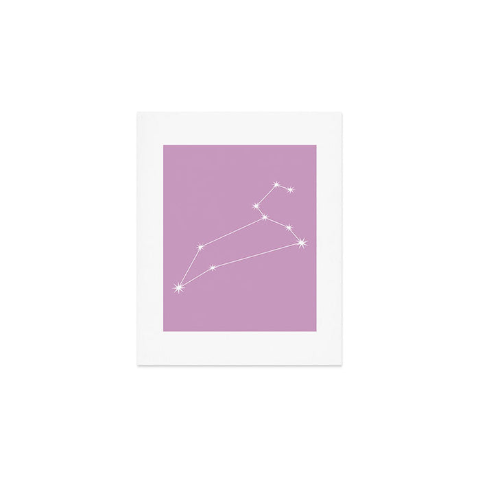 Leo Zodiac Star Constellation Line Art Pastel Lilac Art Print Gallery Image 1