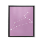 Leo Zodiac Star Constellation Line Art Pastel Lilac Framed Canvas Print Gallery Image 8