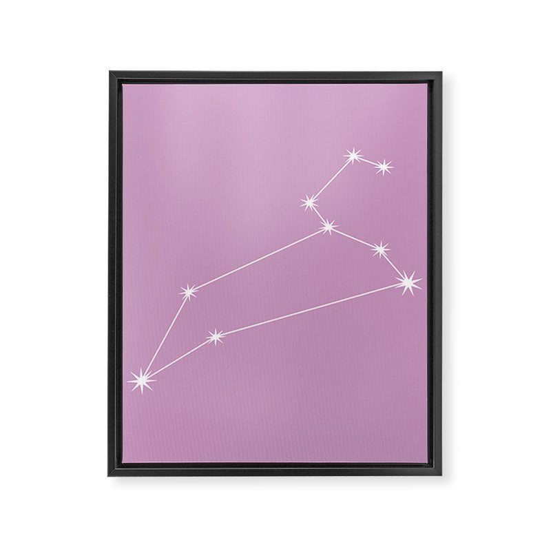Leo Zodiac Star Constellation Line Art Pastel Lilac Framed Canvas Print Gallery Image 8