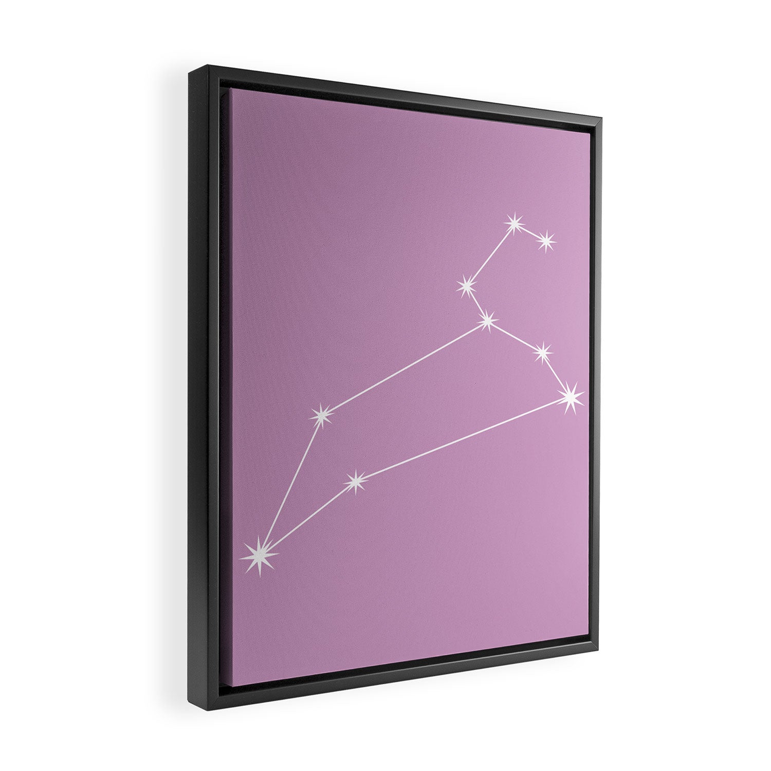 Leo Zodiac Star Constellation Line Art Pastel Lilac Framed Canvas Print Gallery Image 2