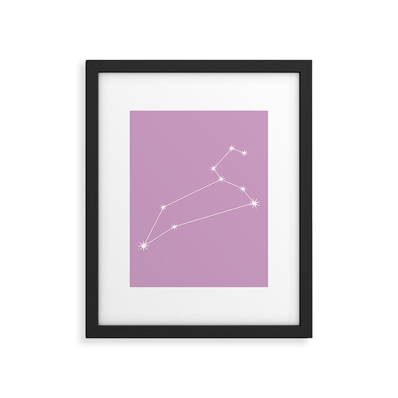 Leo Zodiac Star Constellation Line Art Pastel Lilac Framed Art Print Gallery Image 6