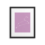 Leo Zodiac Star Constellation Line Art Pastel Lilac Framed Art Print Gallery Image 6