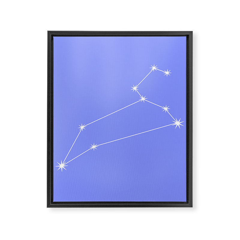Leo Zodiac Star Constellation Line Art Pastel Purple Framed Canvas Print Gallery Image 8
