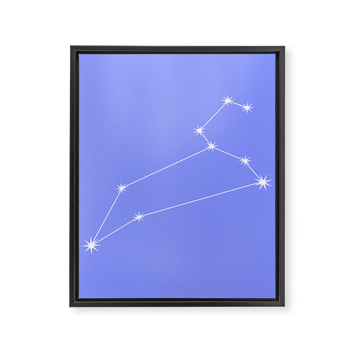 Leo Zodiac Star Constellation Line Art Pastel Purple Framed Canvas Print Gallery Image 1