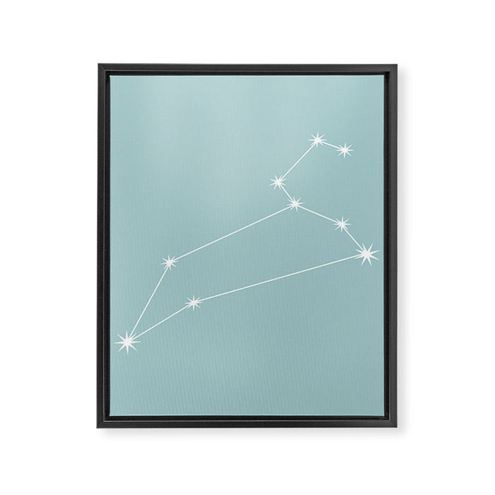 Leo Zodiac Star Constellation Line Art Pastel Teal Framed Canvas Print Gallery Image 1
