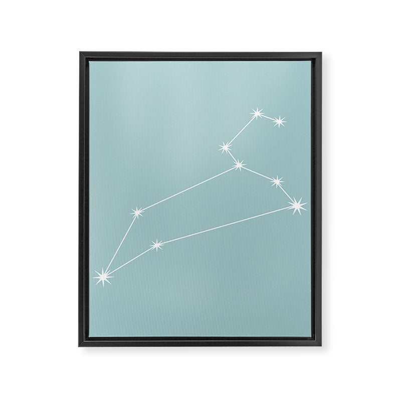 Leo Zodiac Star Constellation Line Art Pastel Teal Framed Canvas Print Gallery Image 8