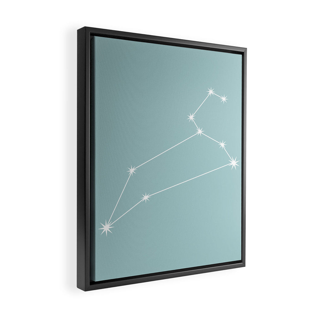Leo Zodiac Star Constellation Line Art Pastel Teal Framed Canvas Print Gallery Image 2