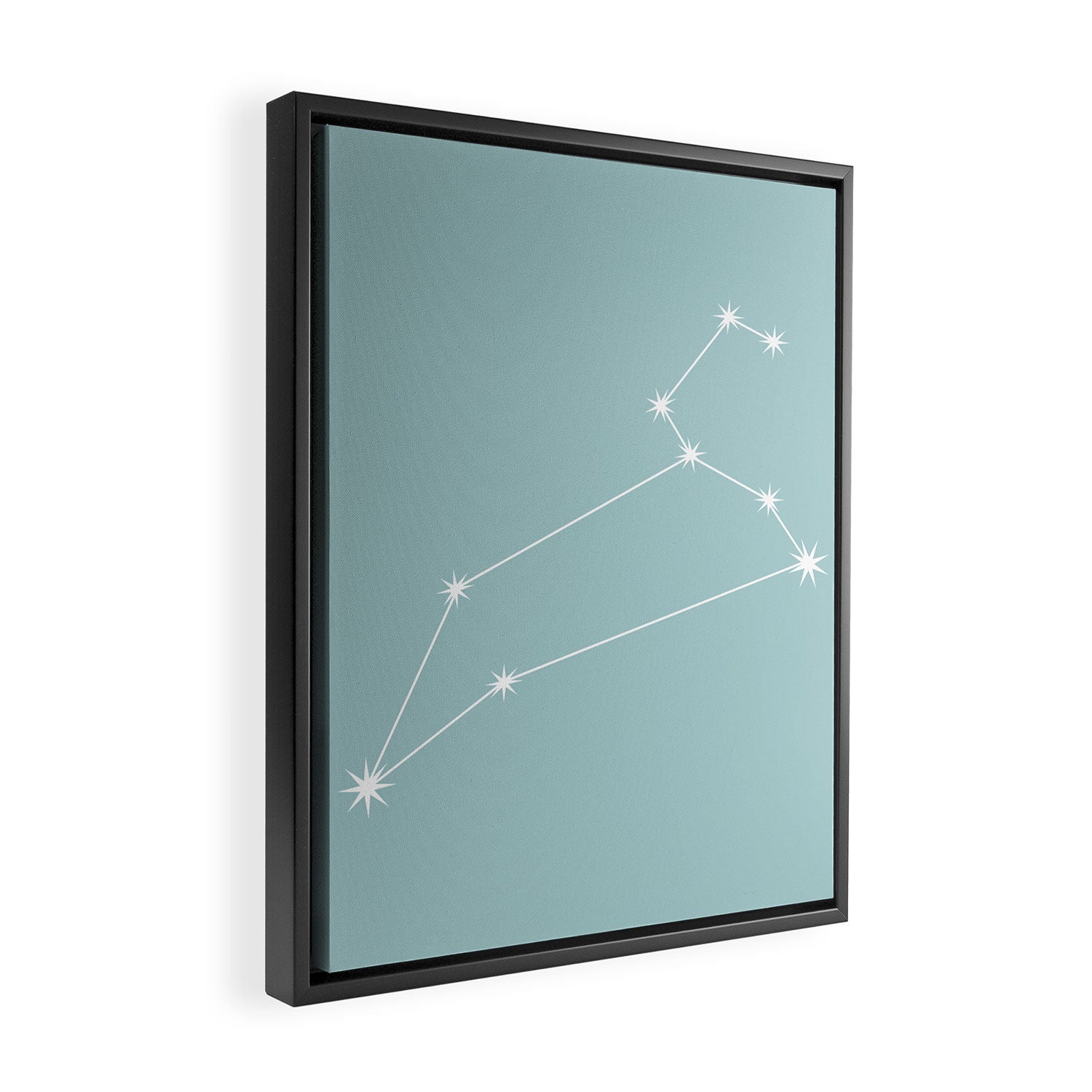 Leo Zodiac Star Constellation Line Art Pastel Teal Framed Canvas Print Gallery Image 2