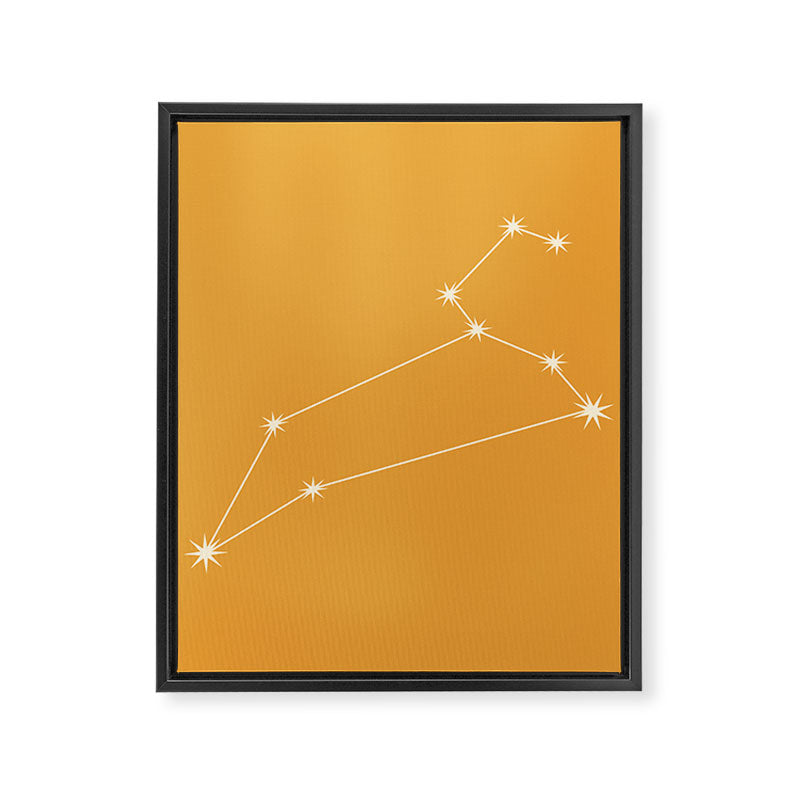 Leo Zodiac Star Constellation Line Art Peach Orange Framed Canvas Print Gallery Image 8