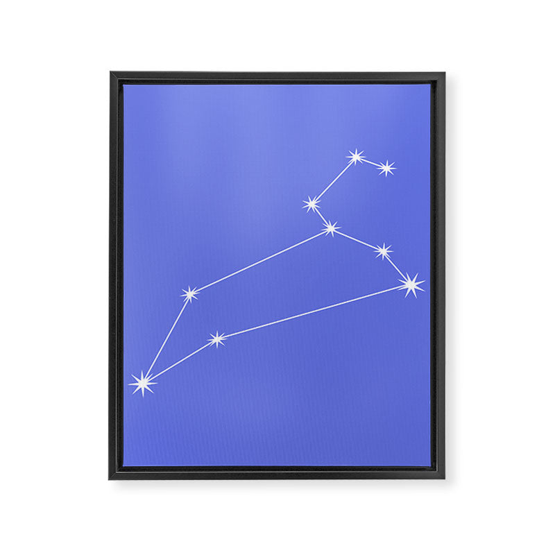 Leo Zodiac Star Constellation Line Art Periwinkle Purple Framed Canvas Print Gallery Image 8
