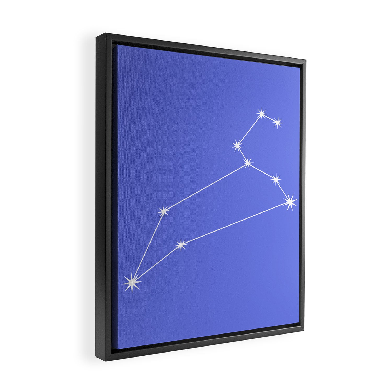 Leo Zodiac Star Constellation Line Art Periwinkle Purple Framed Canvas Print Gallery Image 2