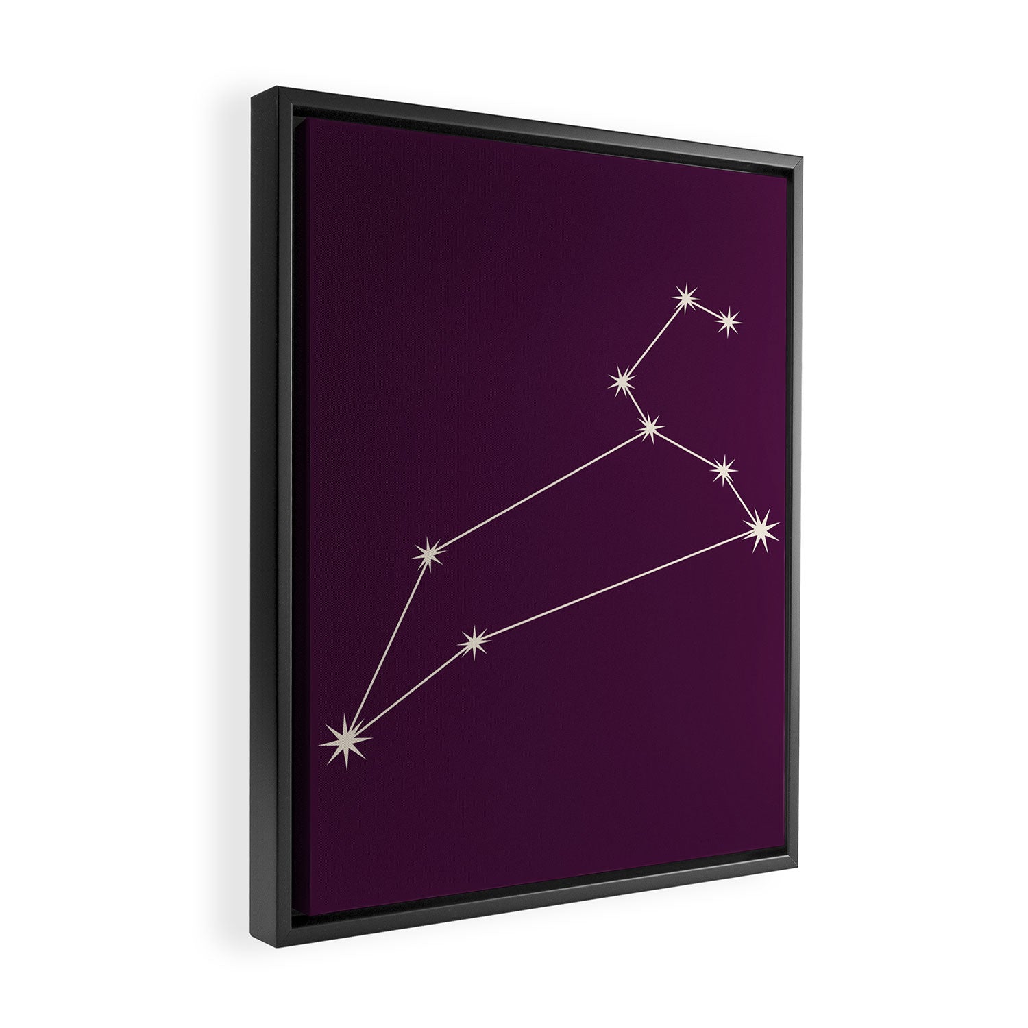 Leo Zodiac Star Constellation Line Art Plum Purple Framed Canvas Print Gallery Image 2