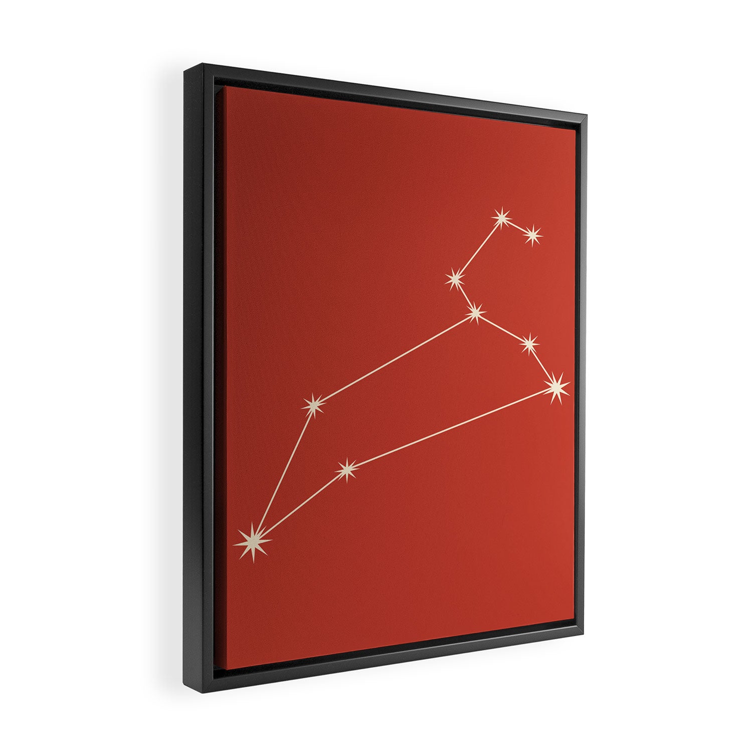 Leo Zodiac Star Constellation Line Art Red Framed Canvas Print Gallery Image 2