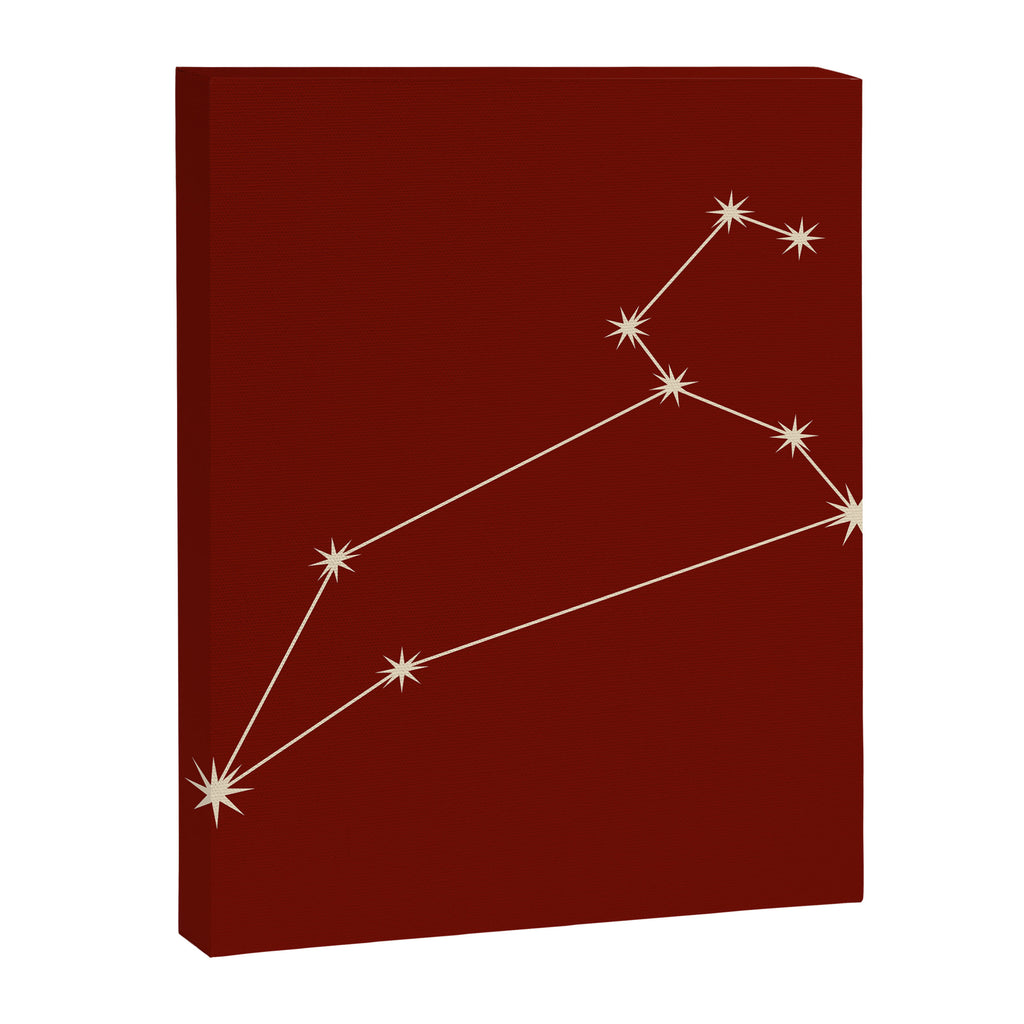 Leo Zodiac Star Constellation Line Art Ruby Red Canvas Print Gallery Image 8