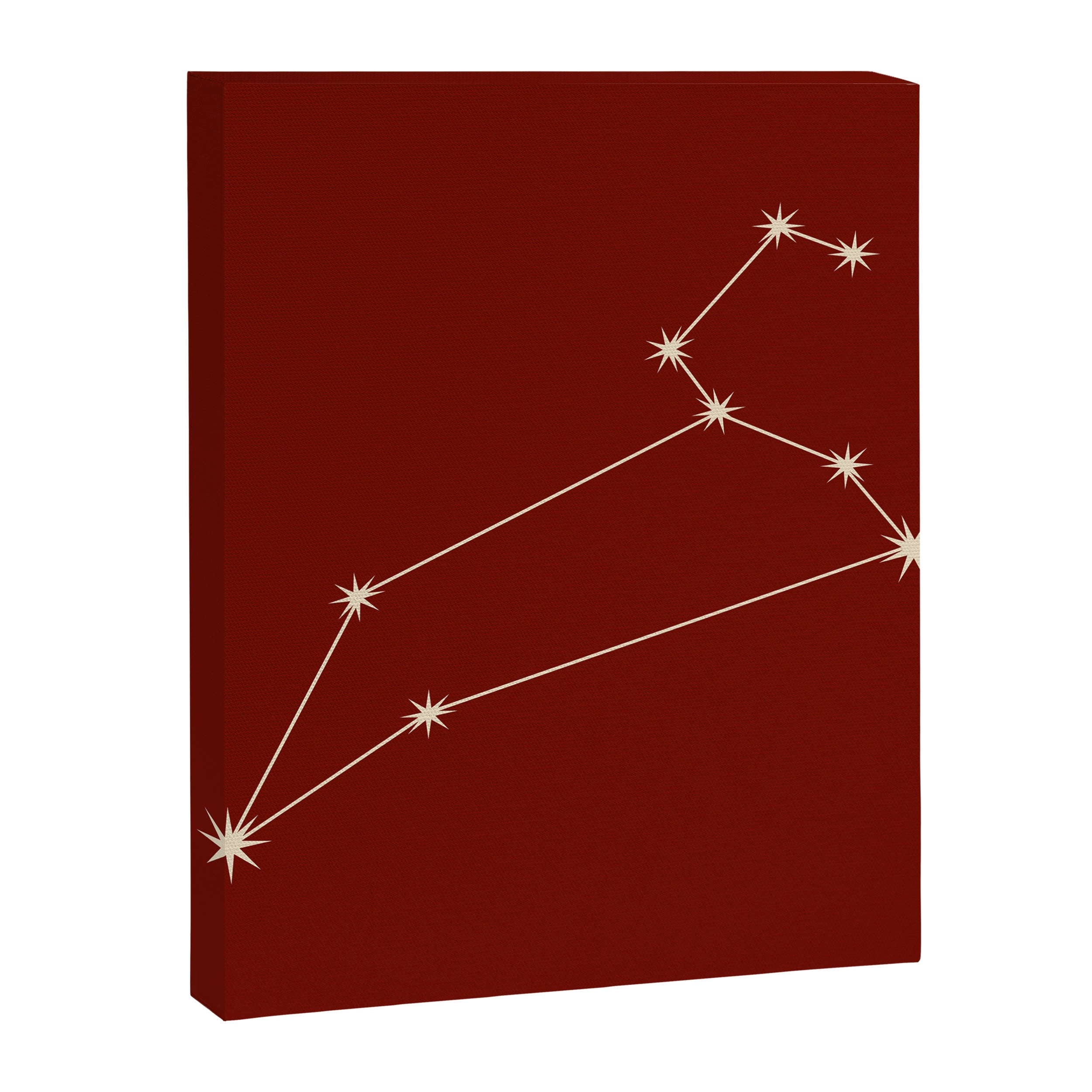 Leo Zodiac Star Constellation Line Art Ruby Red Canvas Print Gallery Image 8