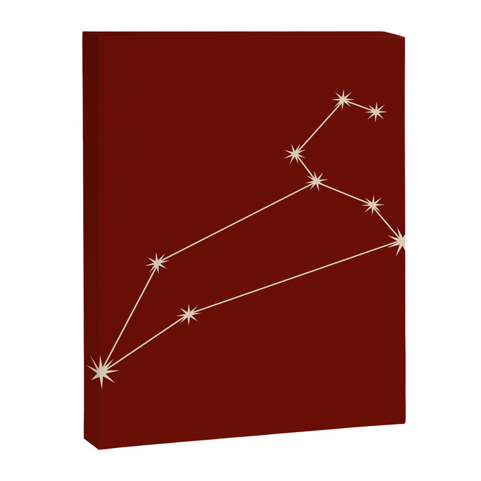 Leo Zodiac Star Constellation Line Art Ruby Red Canvas Print Gallery Image 1