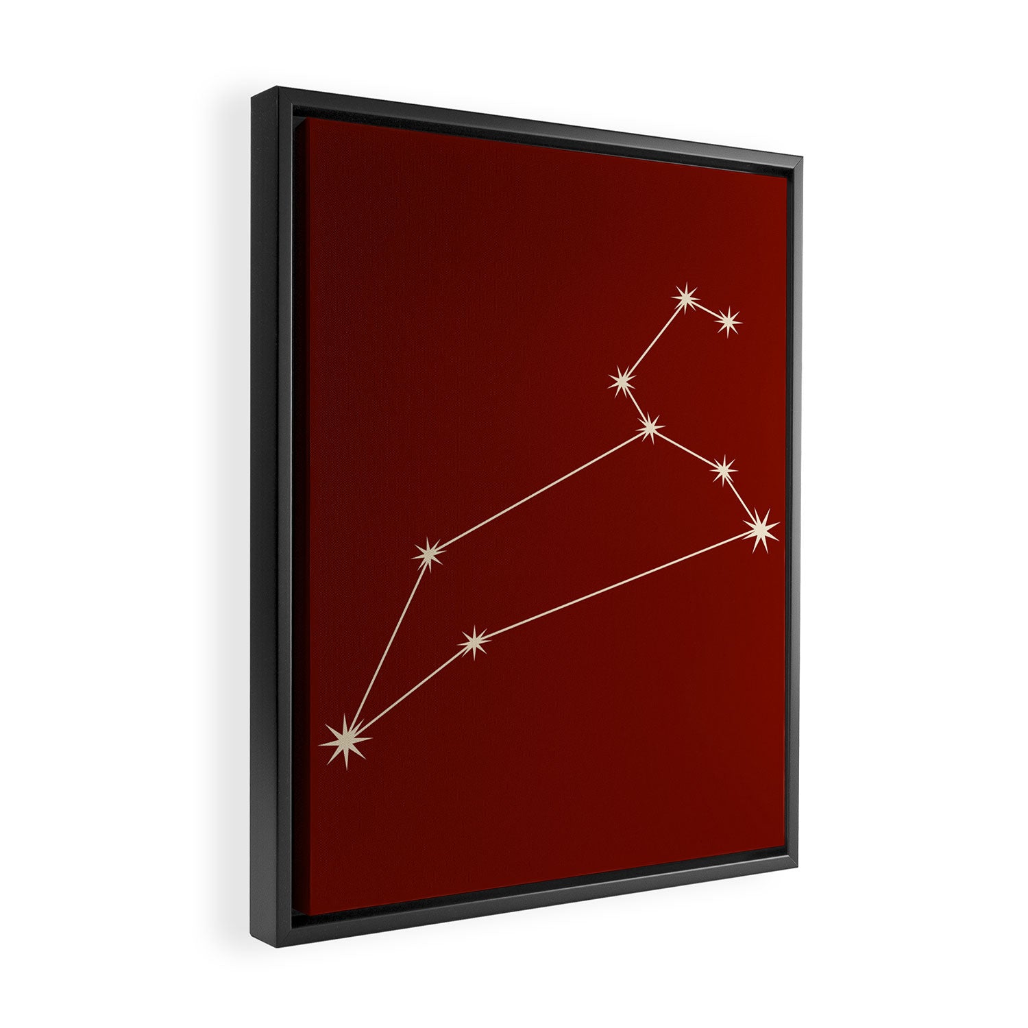 Leo Zodiac Star Constellation Line Art Ruby Red Framed Canvas Print Gallery Image 2