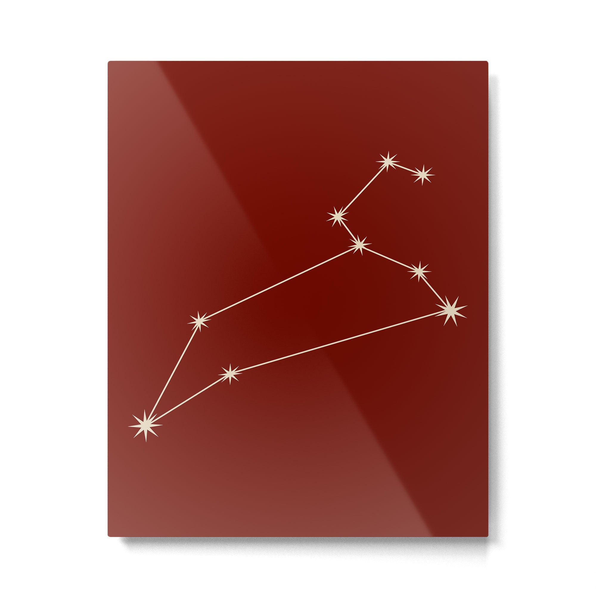 Leo Zodiac Star Constellation Line Art Ruby Red Metal Print Gallery Image 6