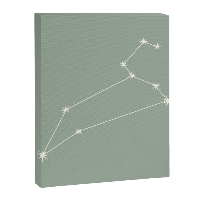 Leo Zodiac Star Constellation Line Art Soft Sage Canvas Print Gallery Image 1
