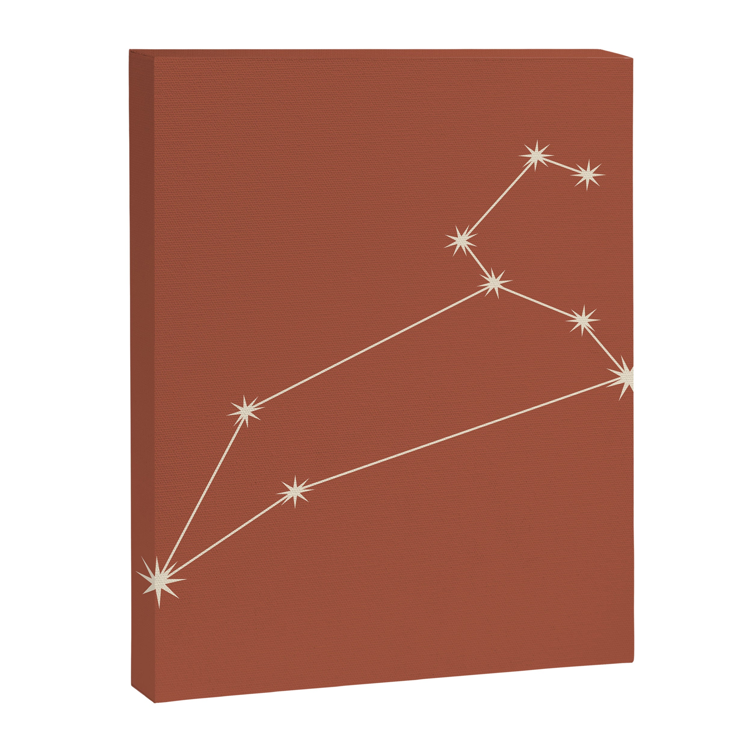 Leo Zodiac Star Constellation Line Art Terracotta Red Canvas Print Gallery Image 8