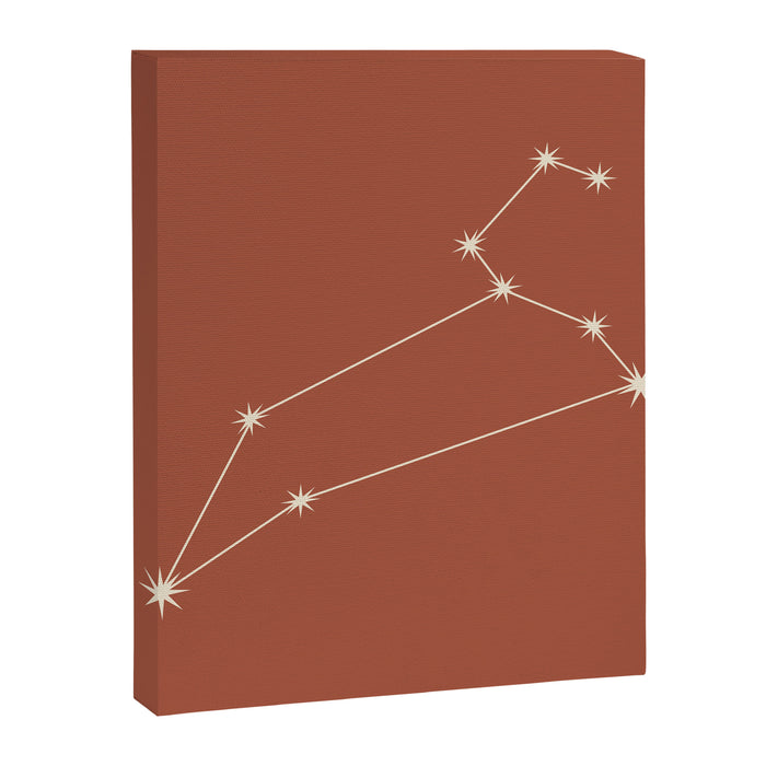 Leo Zodiac Star Constellation Line Art Terracotta Red Canvas Print Gallery Image 1
