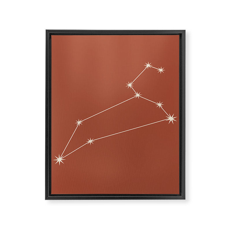 Leo Zodiac Star Constellation Line Art Terracotta Red Framed Canvas Print Gallery Image 8