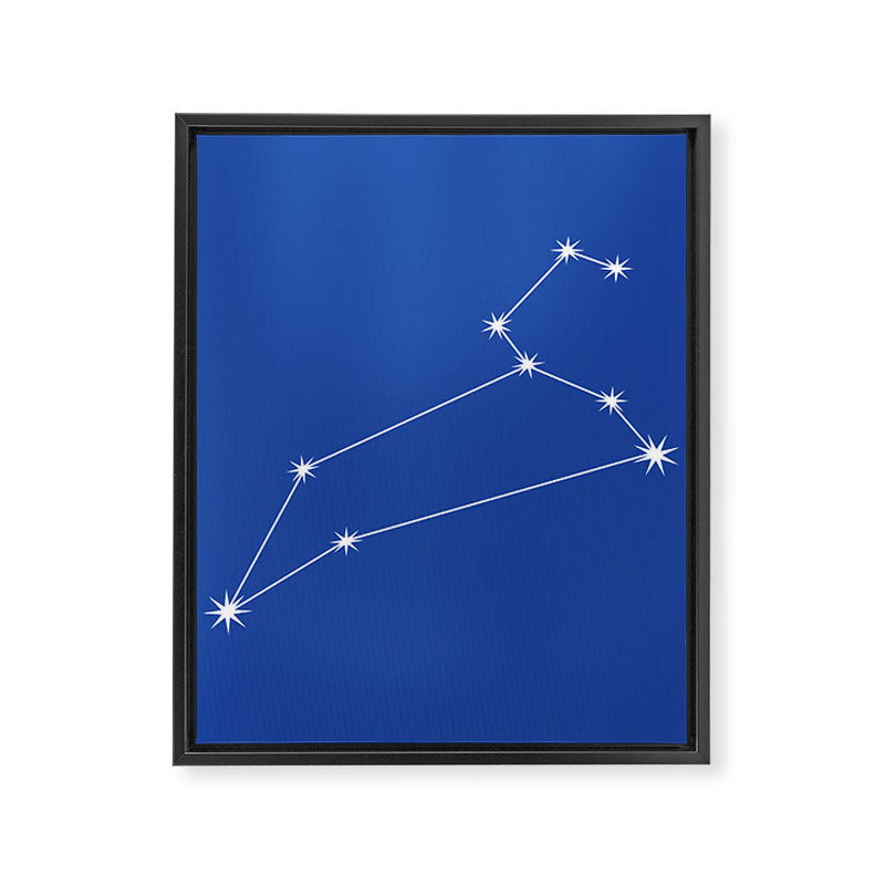 Leo Zodiac Star Constellation Line Art Vibrant Blue Framed Canvas Print Gallery Image 8